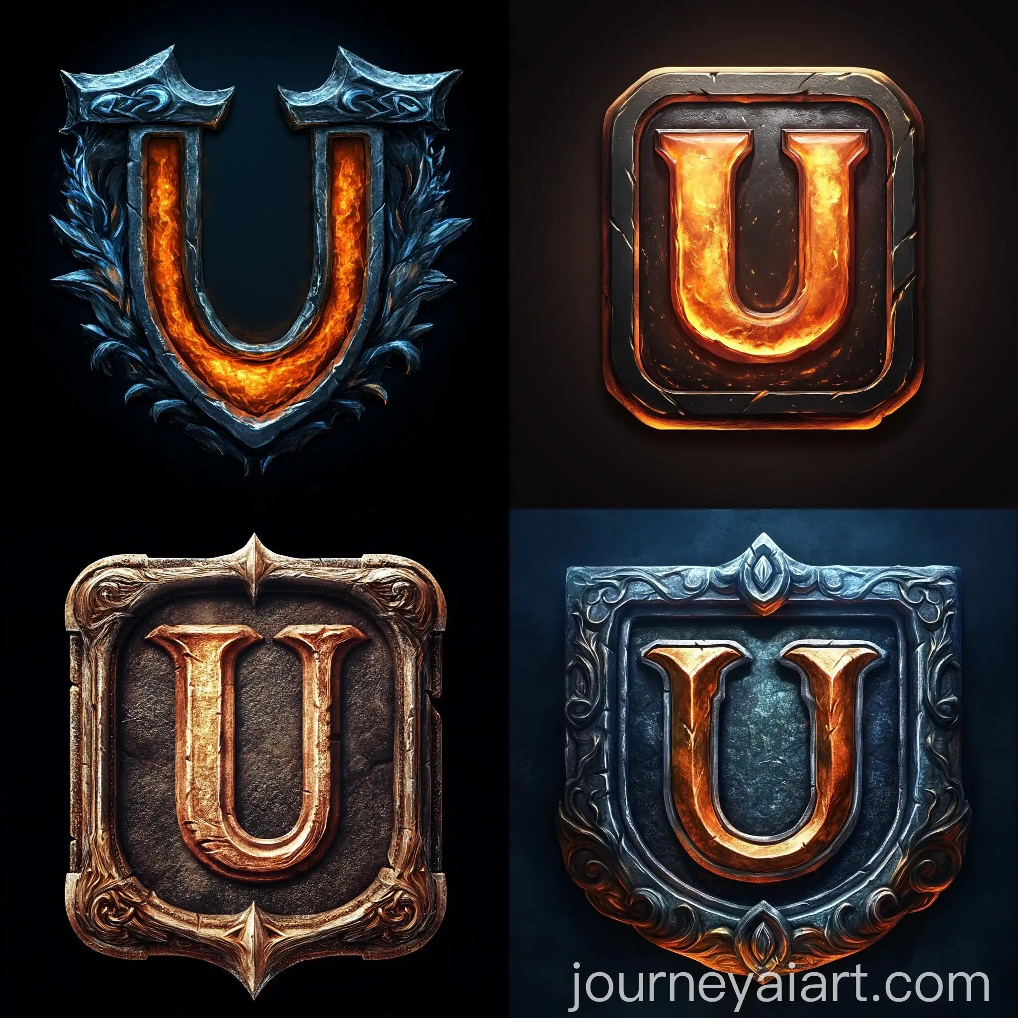 Fantasy-MMORPG-Game-Icon-with-Letter-U
