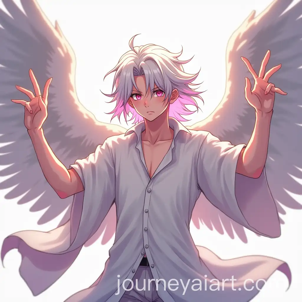Handsome-Guy-with-White-Hair-PinkTipped-Ends-Four-Arms-and-Angelic-Wings