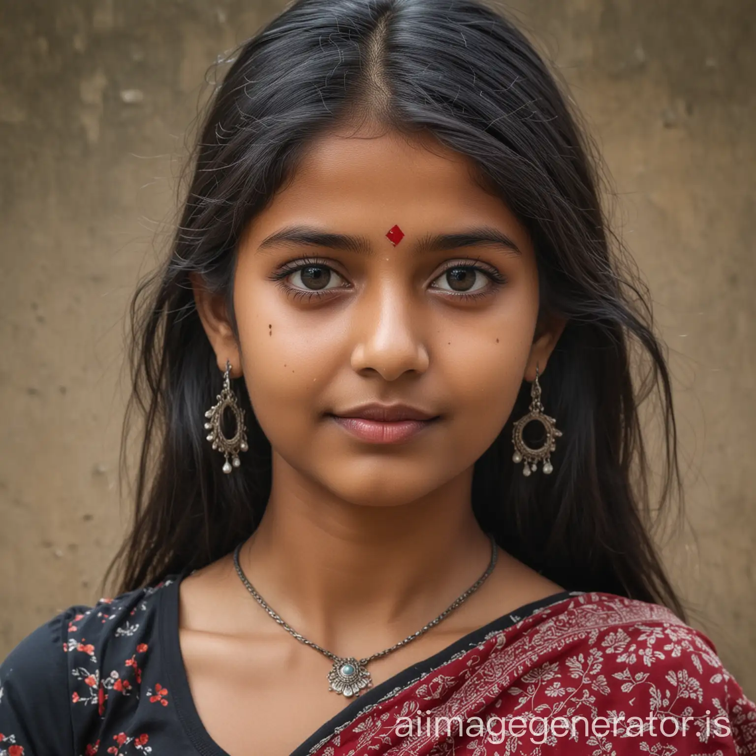 Young-Indian-Girl-in-Traditional-Dress-with-Floral-Garland