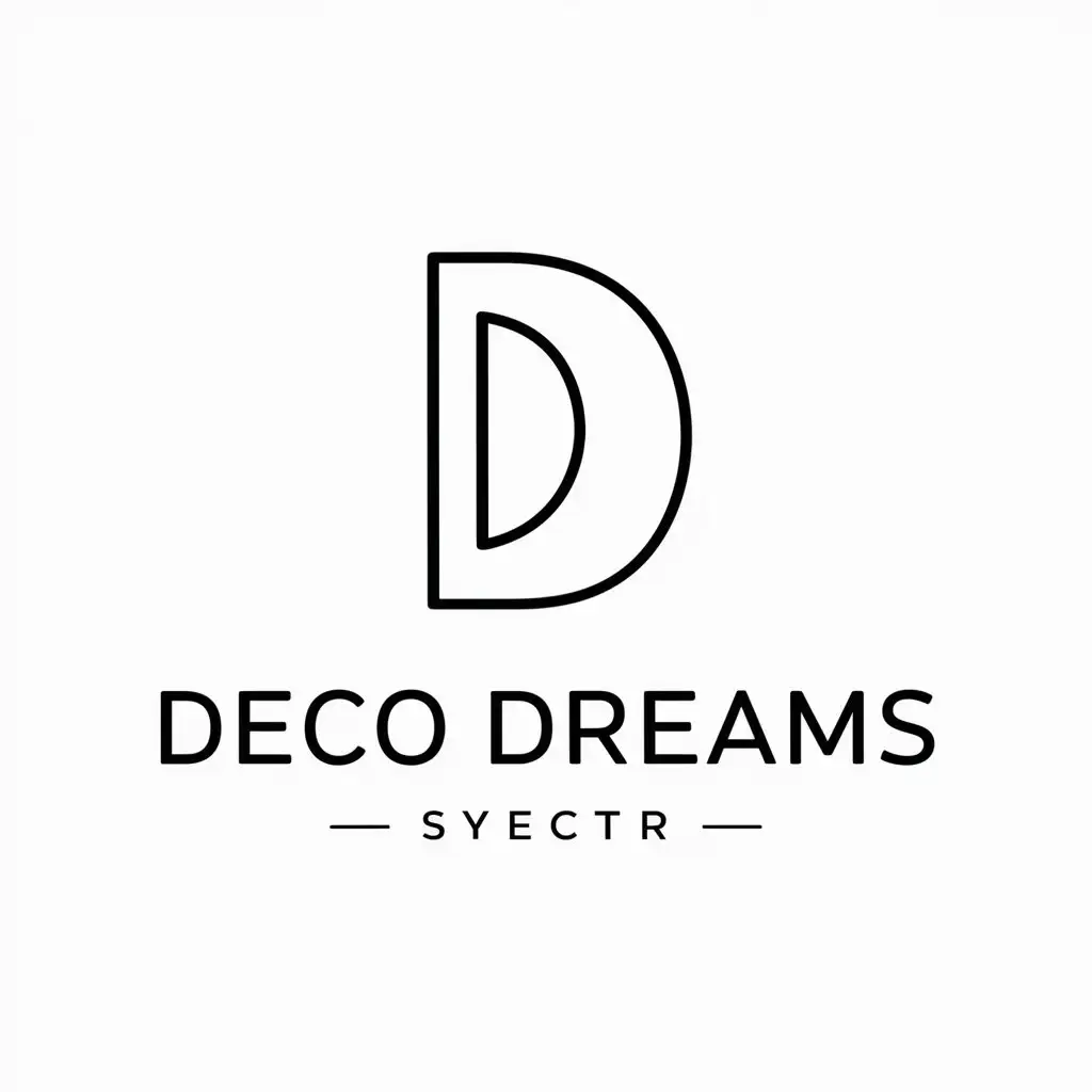 a vector logo design,with the text "Deco Dreams", main symbol:D,Minimalistic,clear background