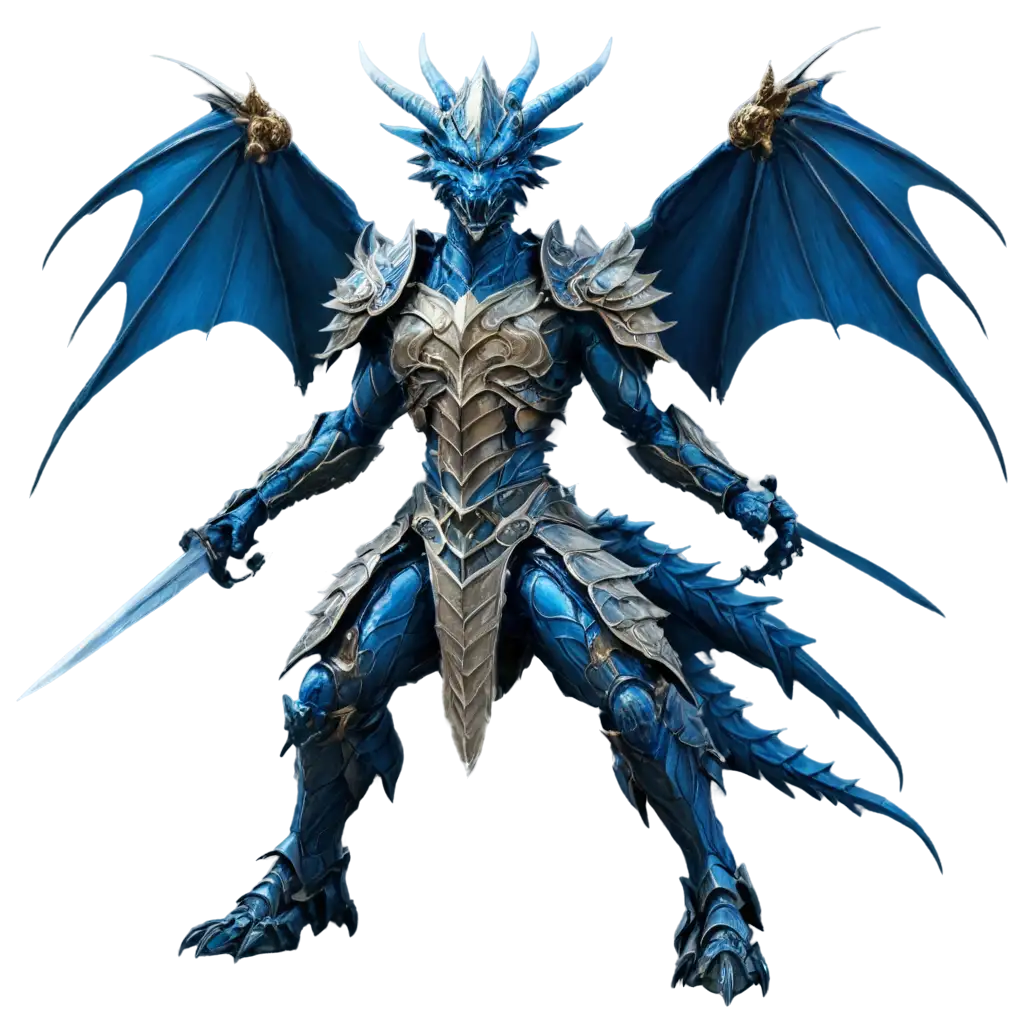 Humanoid-Dragon-with-Warrior-Armor-and-Bone-Wings-PNG-Blue-Flames-Sword-Design