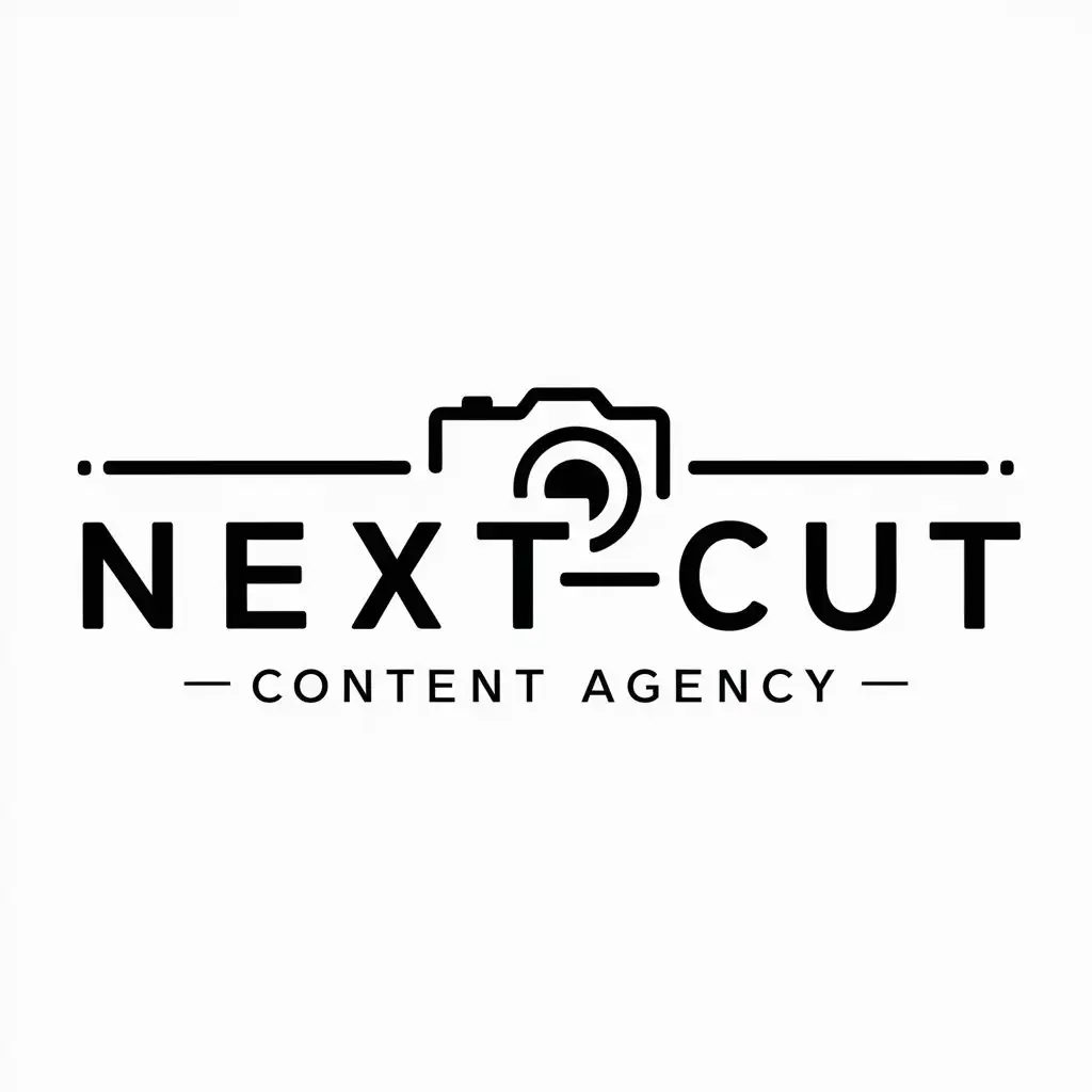 LOGO Design for NextCut Camera Symbol for Content Agency with Minimalistic Style and Clear Background