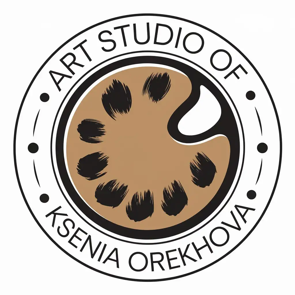 a vector logo design,with the text "Art studio of Ksenia Orekhova", main symbol:Palette with brush strokes,Moderate,be used in Others industry,clear background