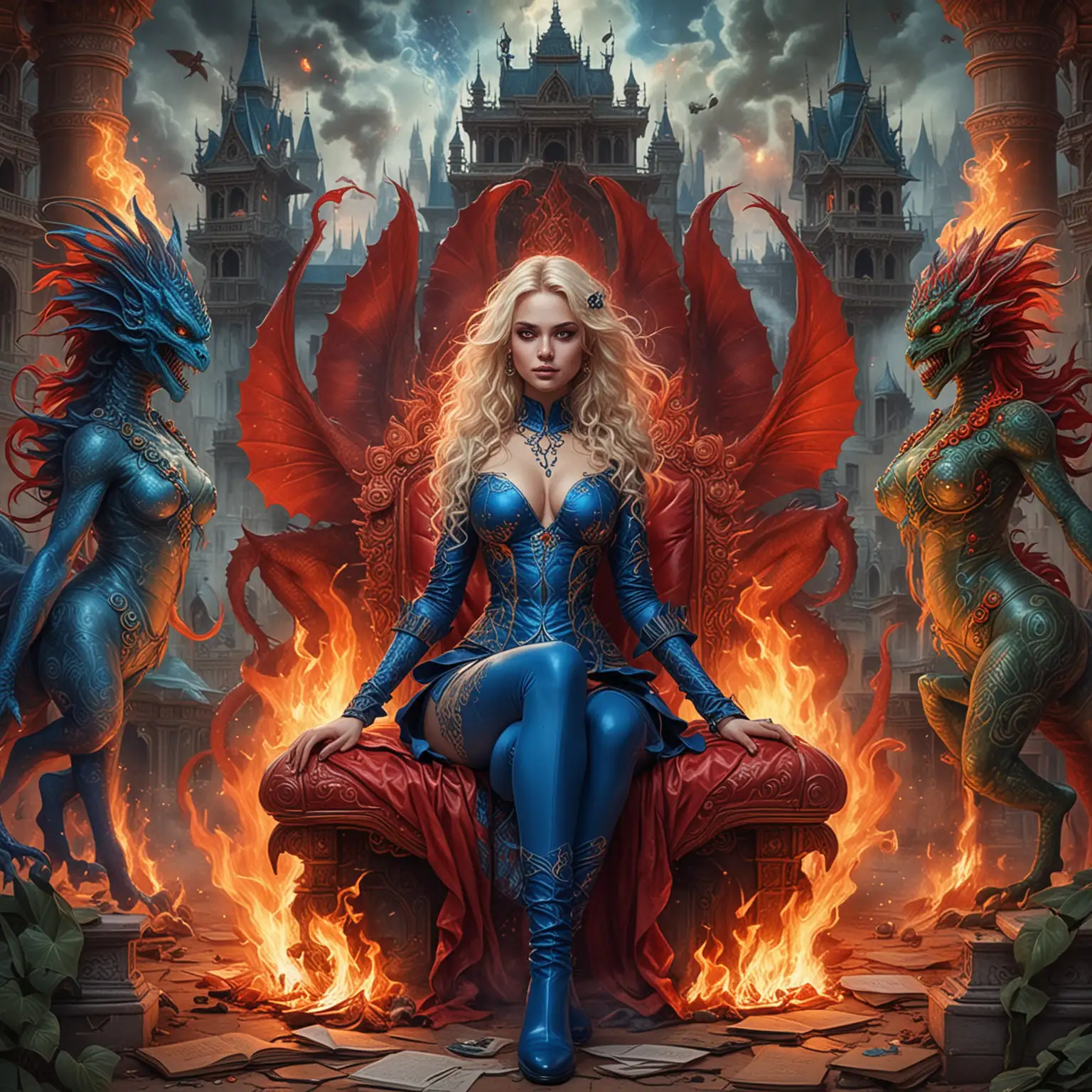 Demonic Goddesses and Sorceresses in Fire Surroundings