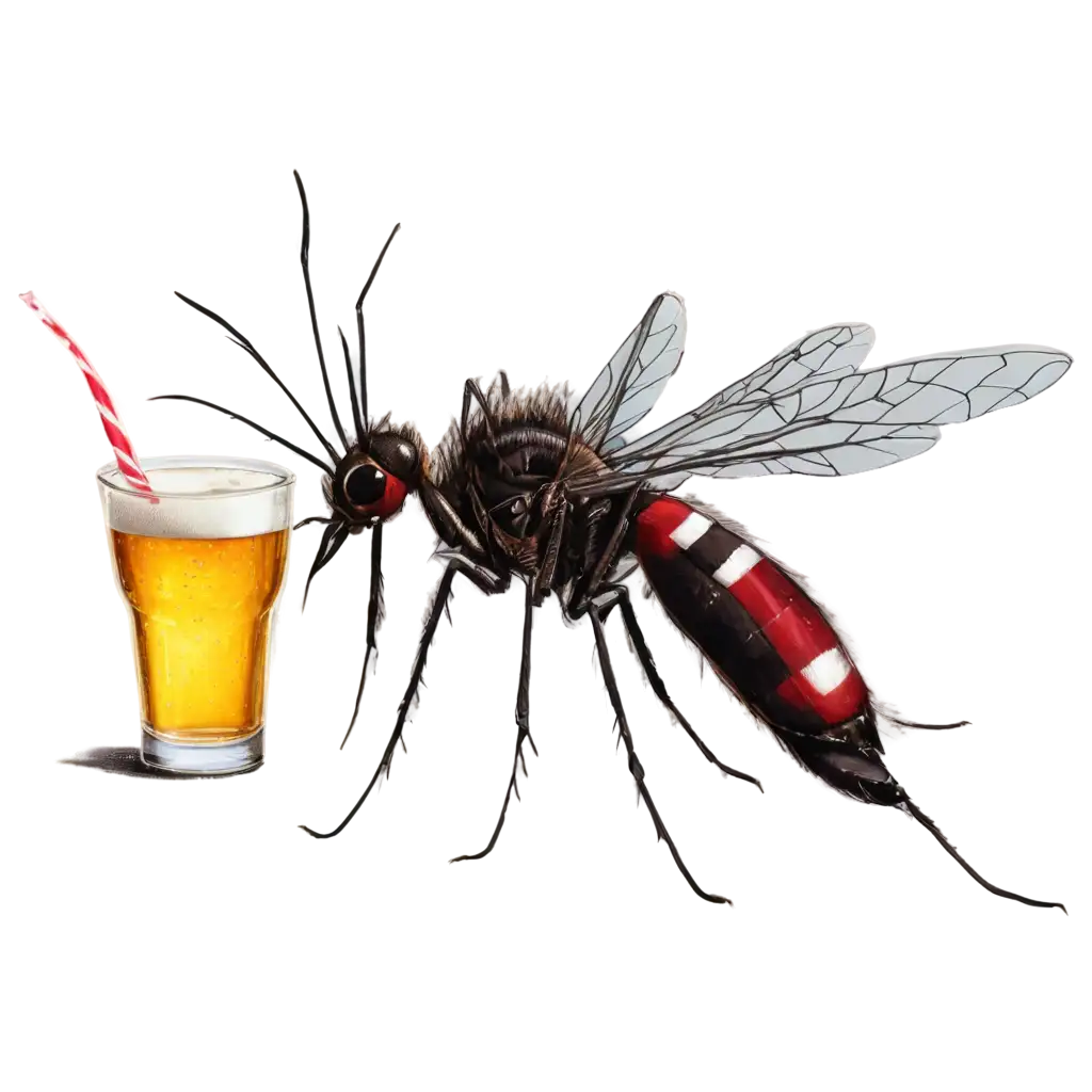 Enjoy-the-Humor-Little-Mosquito-Drinking-Beer-PNG-Image