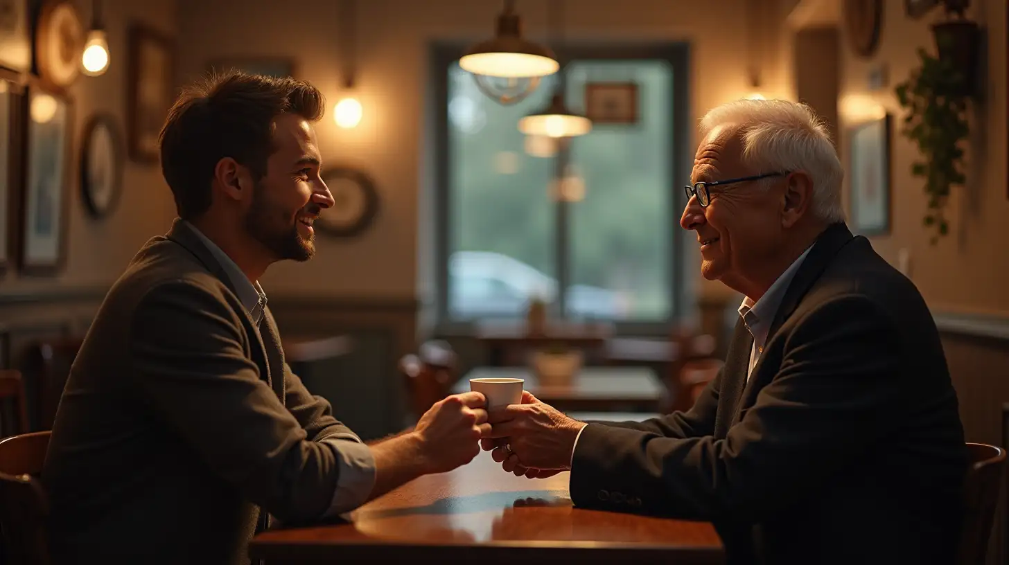 Mentorship Moment in a Cozy Coffee Shop