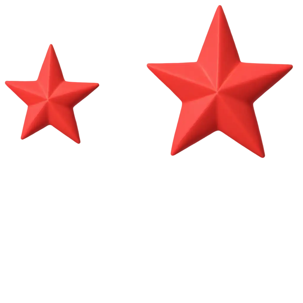 only two 3D red stars same size