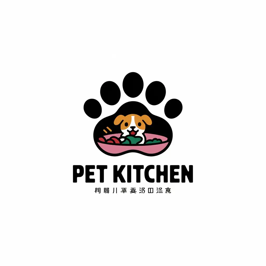 LOGO Design for Pet Kitchen Cute Dog Eating in Claw Shape Minimalistic Style for Pet Industry