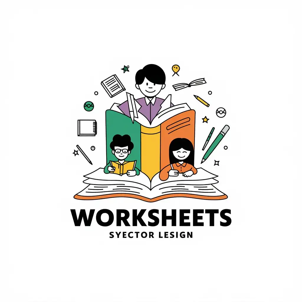 LOGO Design For Worksheets Students Books Exercises and Pens in Education Industry