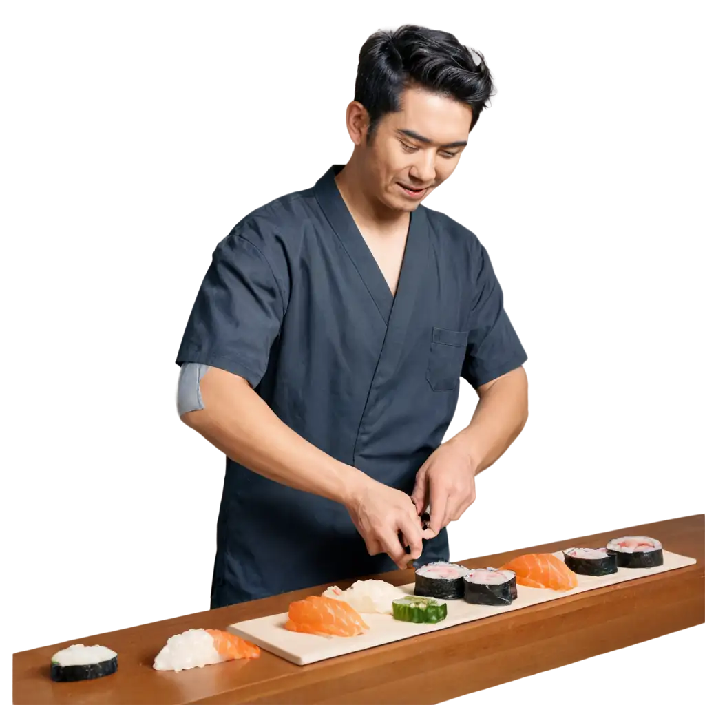 Japanese-Man-Cutting-Sushi-PNG-Image-HighQuality-Transparent-Background-for-Versatile-Use
