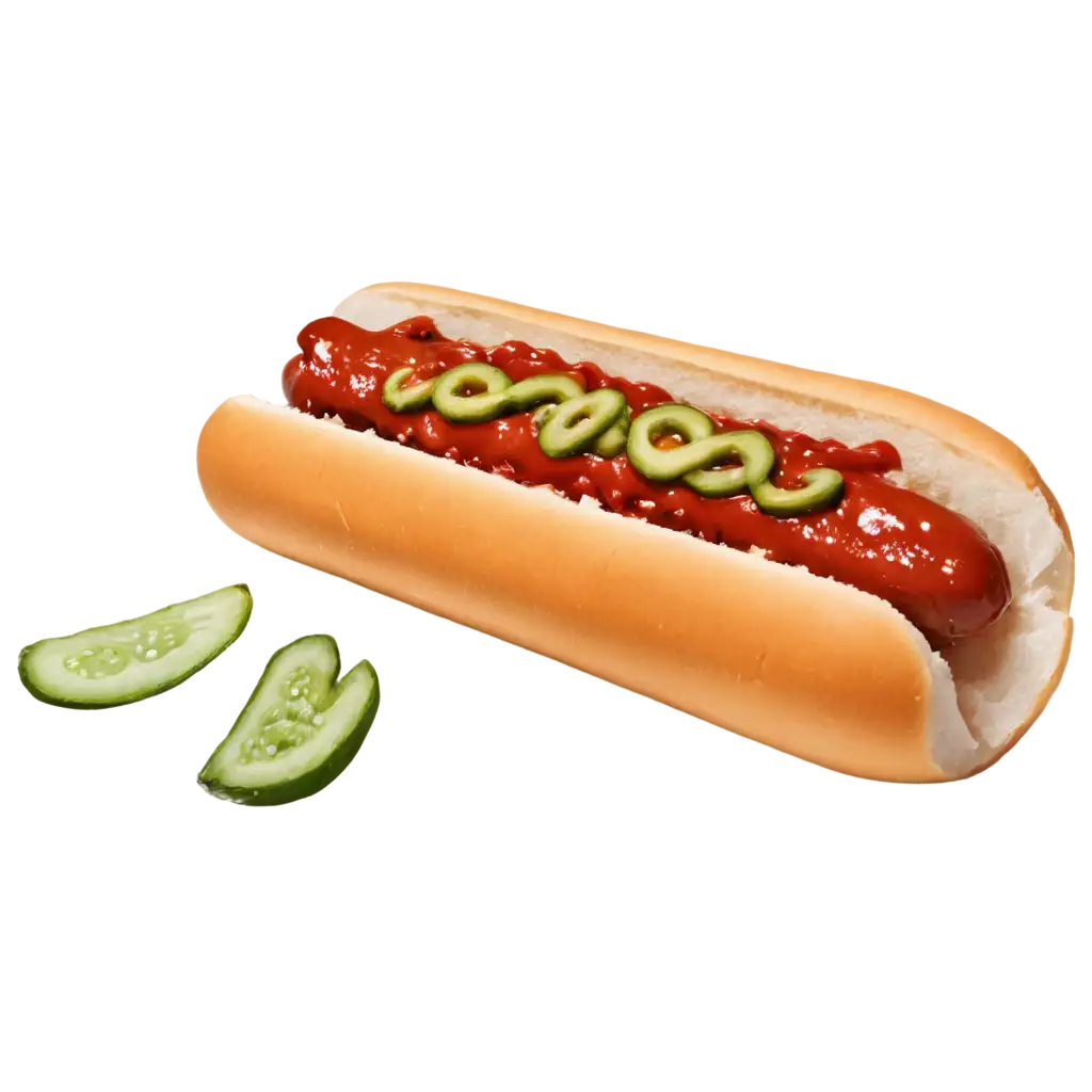 Cartoon-Style-PNG-Image-of-Hot-Dog-with-Sesame-Seeds-Beef-Sausage-Barbecue-Sauce-Pickles-Jalapeno-Tabasco-Sauce-Ketchup-and-Parmesan