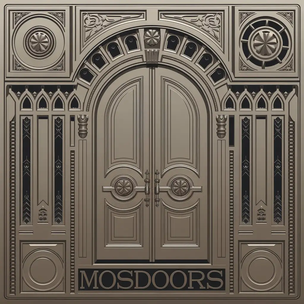 a vector logo design,with the text "MosDoors ", main symbol:Door,complex,be used in Construction industry,clear background