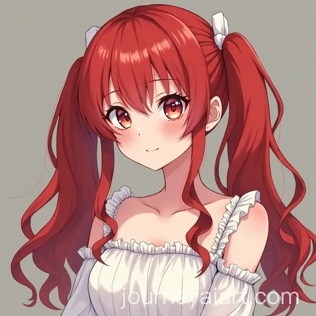 Anime-Portrait-of-Woman-with-Red-Pigtails-White-Sheer-Dress-and-Floral-Eye-Detail