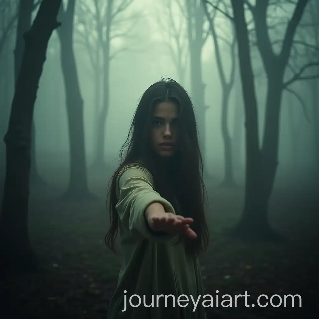 Mysterious-Misty-Forest-with-a-Nostalgic-Woman-Reaching-Out