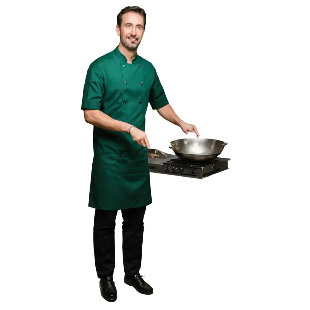 Professional-Chef-in-Dark-Green-Uniform-Cooking-HighQuality-PNG-Image