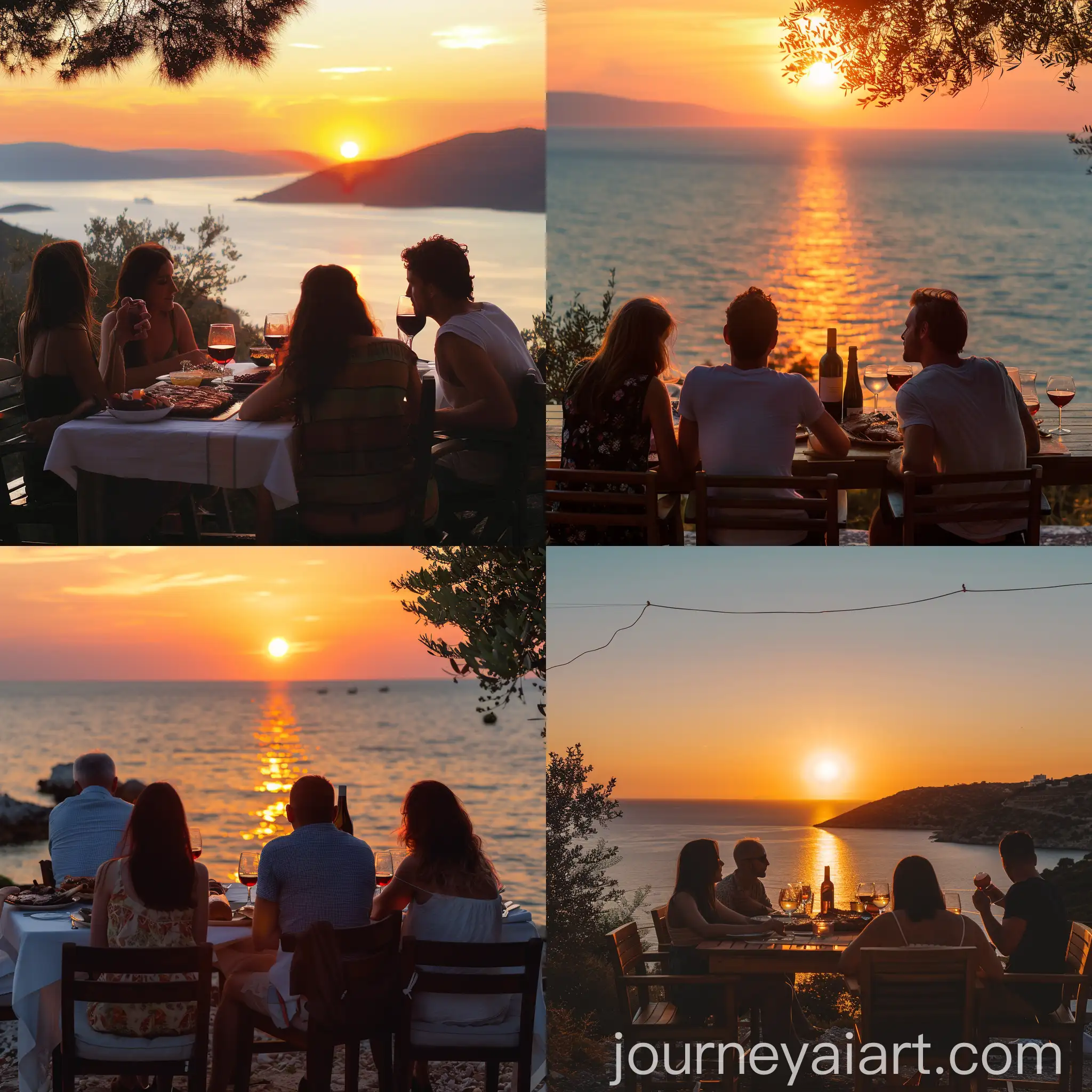 Friends-Enjoying-Sunset-BBQ-in-Greece
