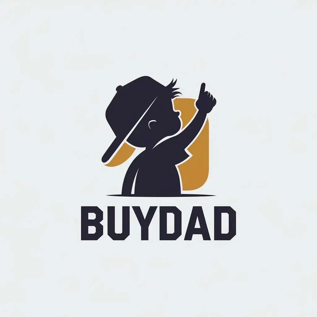 LOGO Design for BuyDad Silhouette of a Boy with Raised Finger and Backward Cap for Family Industry