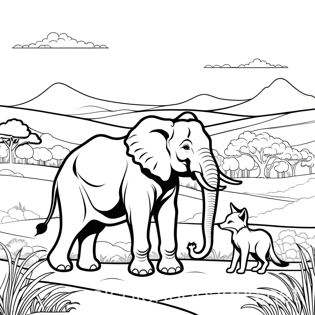 Elephant-and-Fox-Coloring-Page