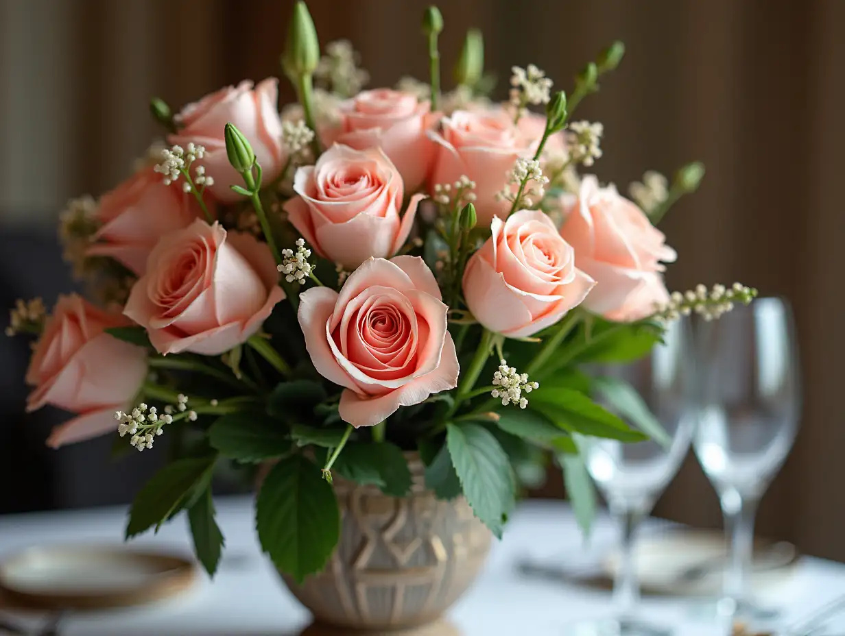 Luxurious-Bouquet-of-Flowers-in-an-Elegant-Vase-on-a-Table