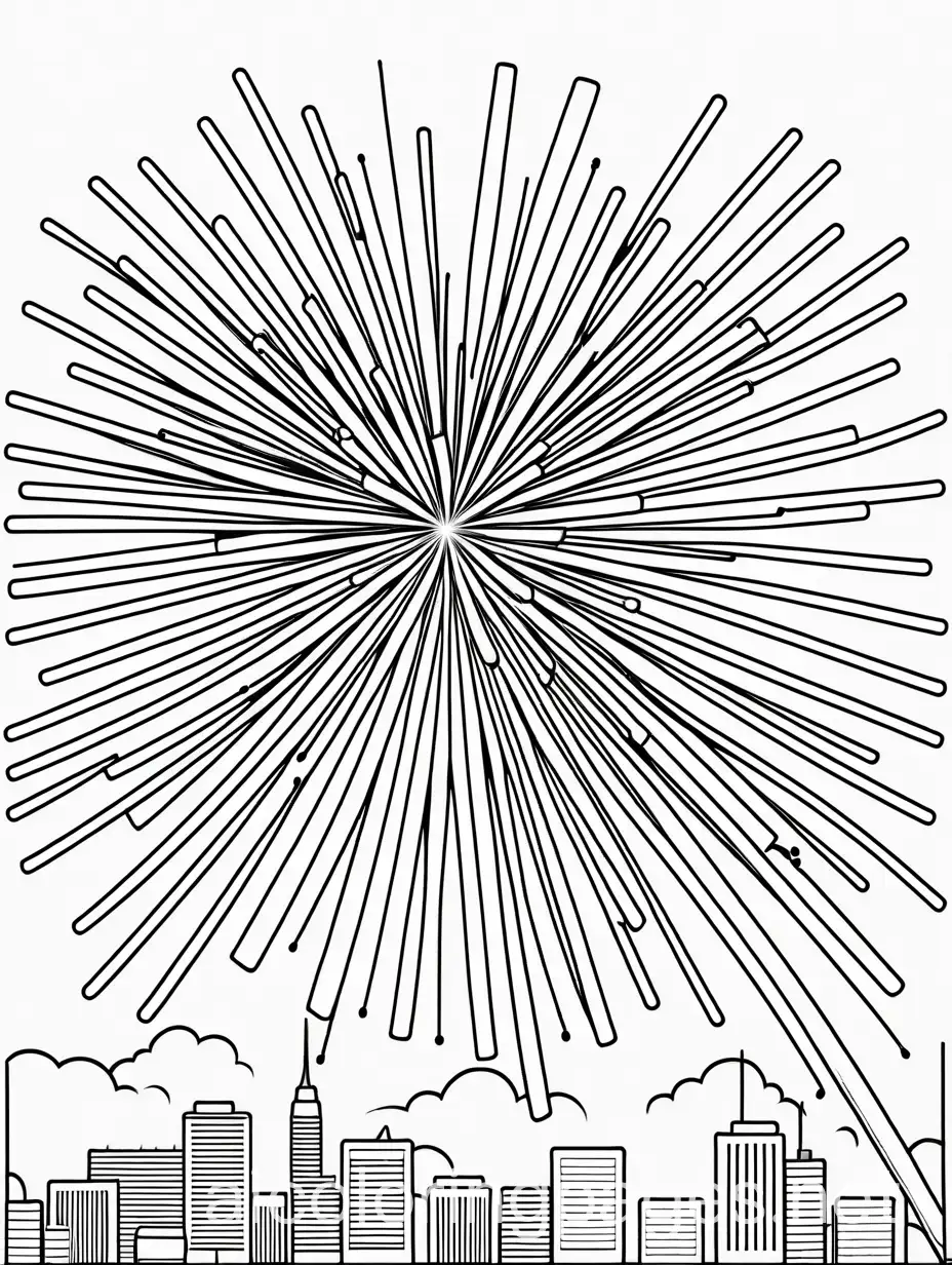 Childrens-Coloring-Page-of-a-Festive-Fireworks-Display