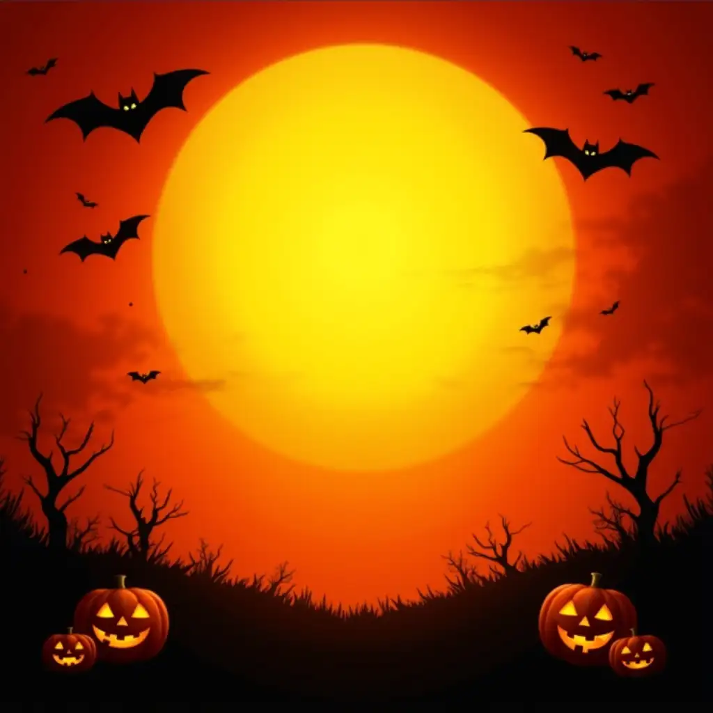 Vibrant-Halloween-Night-Scene-with-Pumpkins-and-Bats