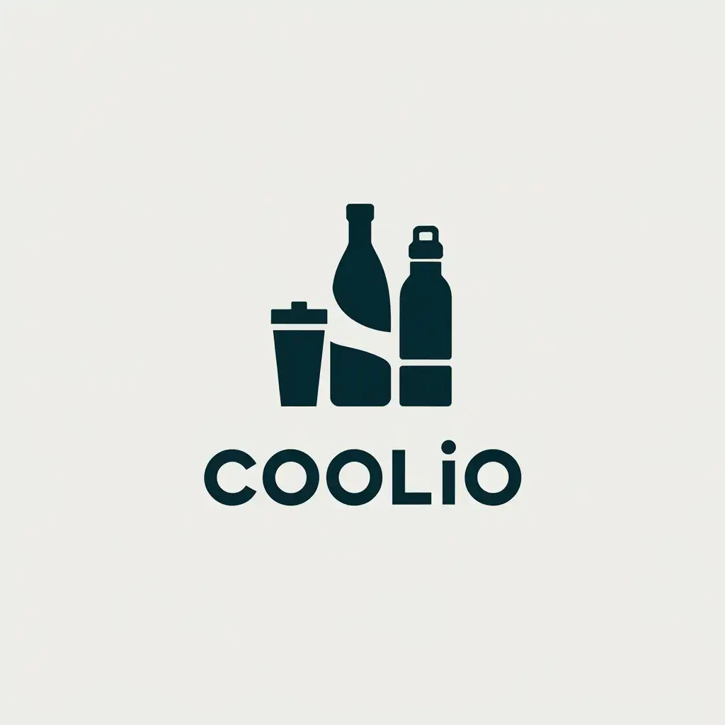 a vector logo design,with the text "coolio", main symbol:bottle, tumbler, insulated bottle,Minimalistic,be used in Travel industry,clear background