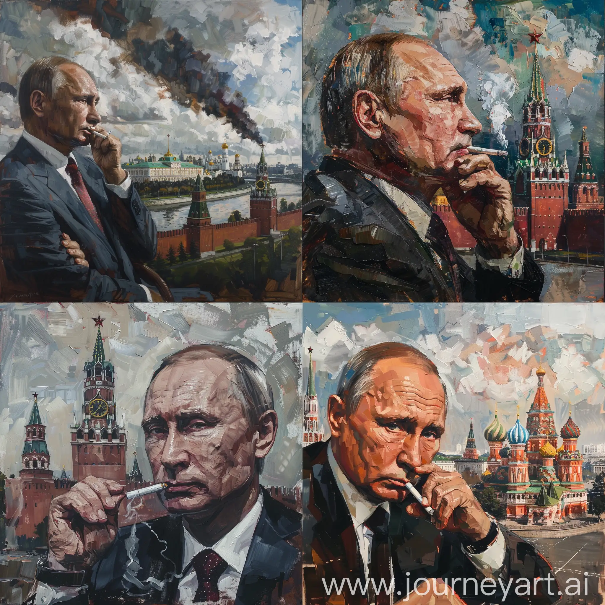 Putin-Smoking-Cigarette-in-Front-of-Kremlin