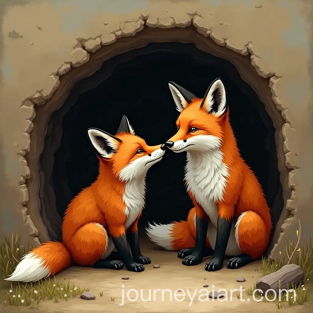 Badger-and-Fox-Coexisting-in-a-Cozy-Underground-Den