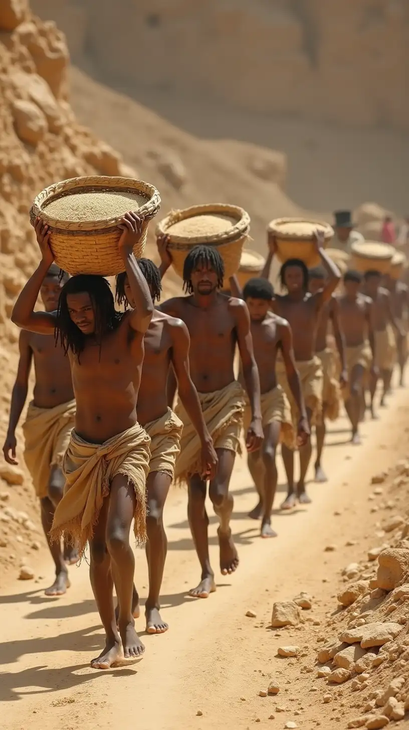 Struggling Laborers in a Dusty Quarry