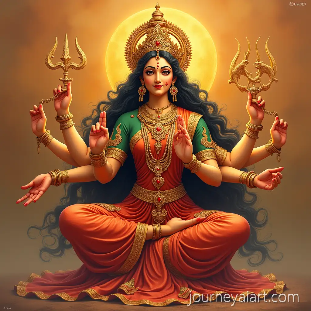 Goddess-Durga-Bestowing-Blessings-with-Four-Hands-in-Divine-Stance