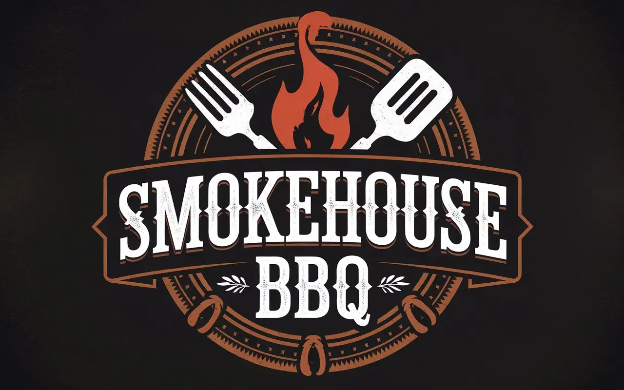 Smokehouse-BBQ-Logo-with-Flame-Fork-and-Spatula-Design