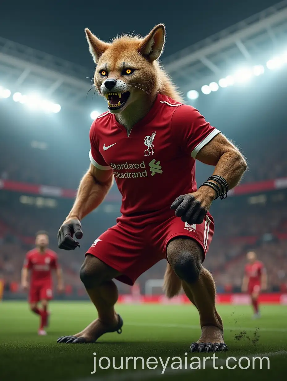Hybrid-Creature-in-Liverpool-Football-Uniform-Ready-for-Action