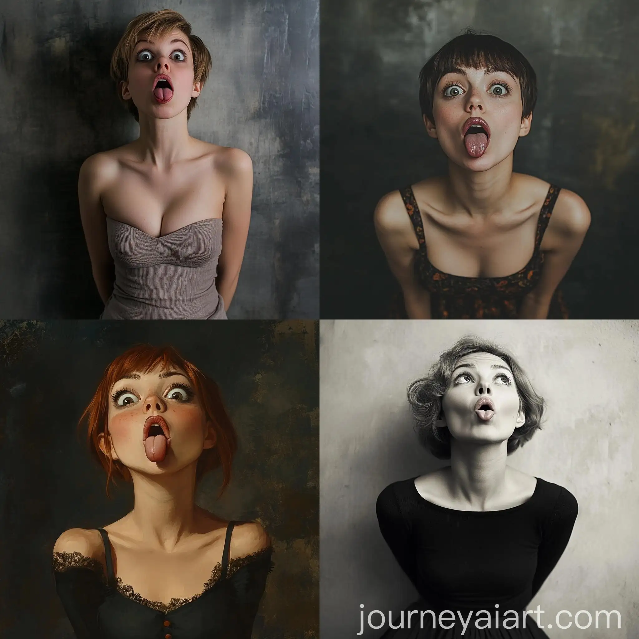 Playful-Woman-with-Short-Light-Brown-Hair-and-Tongue-Out