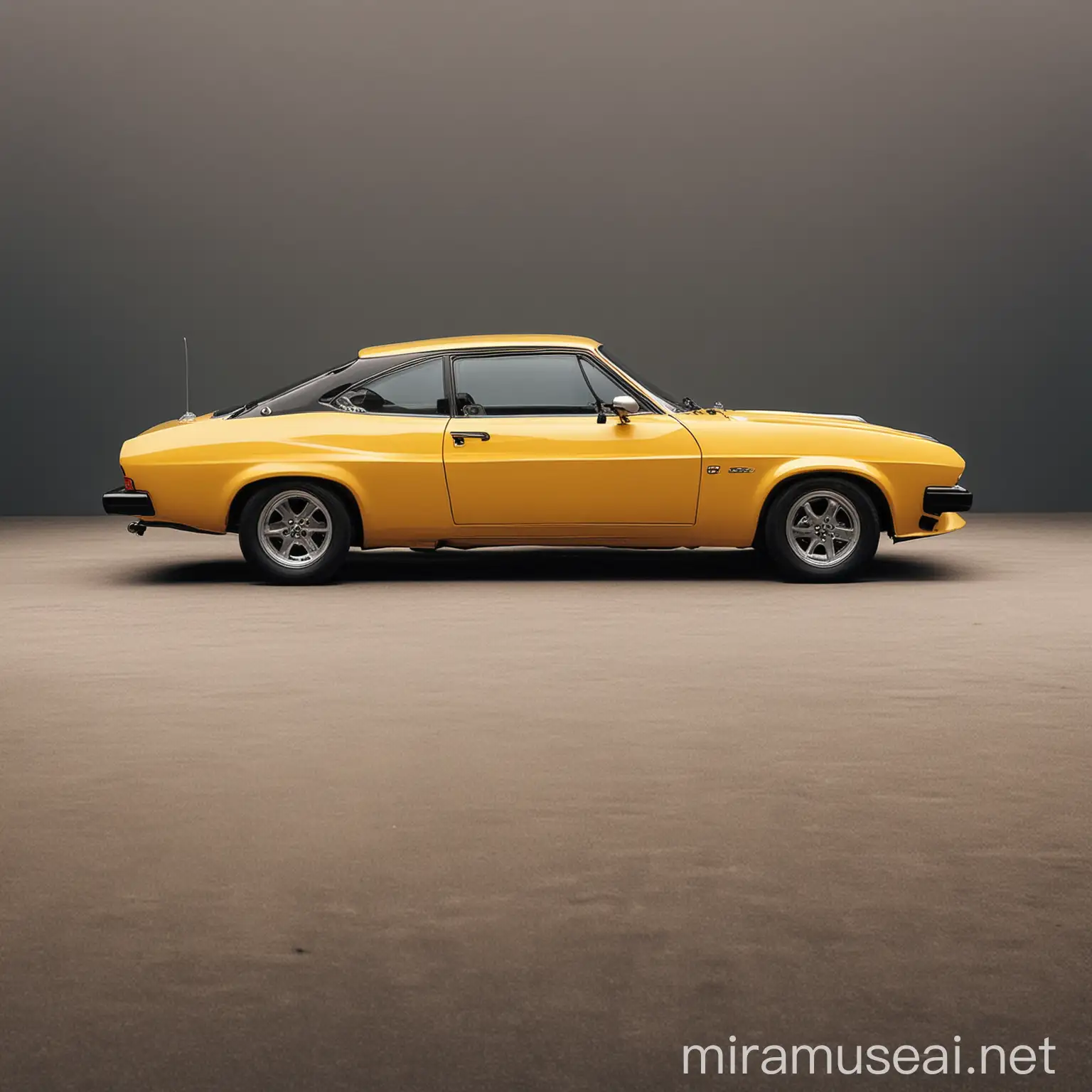 Futuristic Yellow Ford Capri Sports Car Coupe