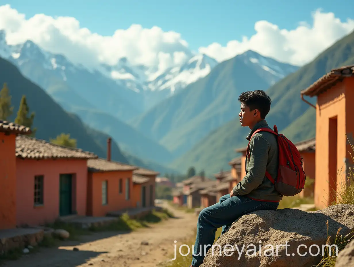 Contemplative-Young-Man-in-a-Colorful-Andean-Village