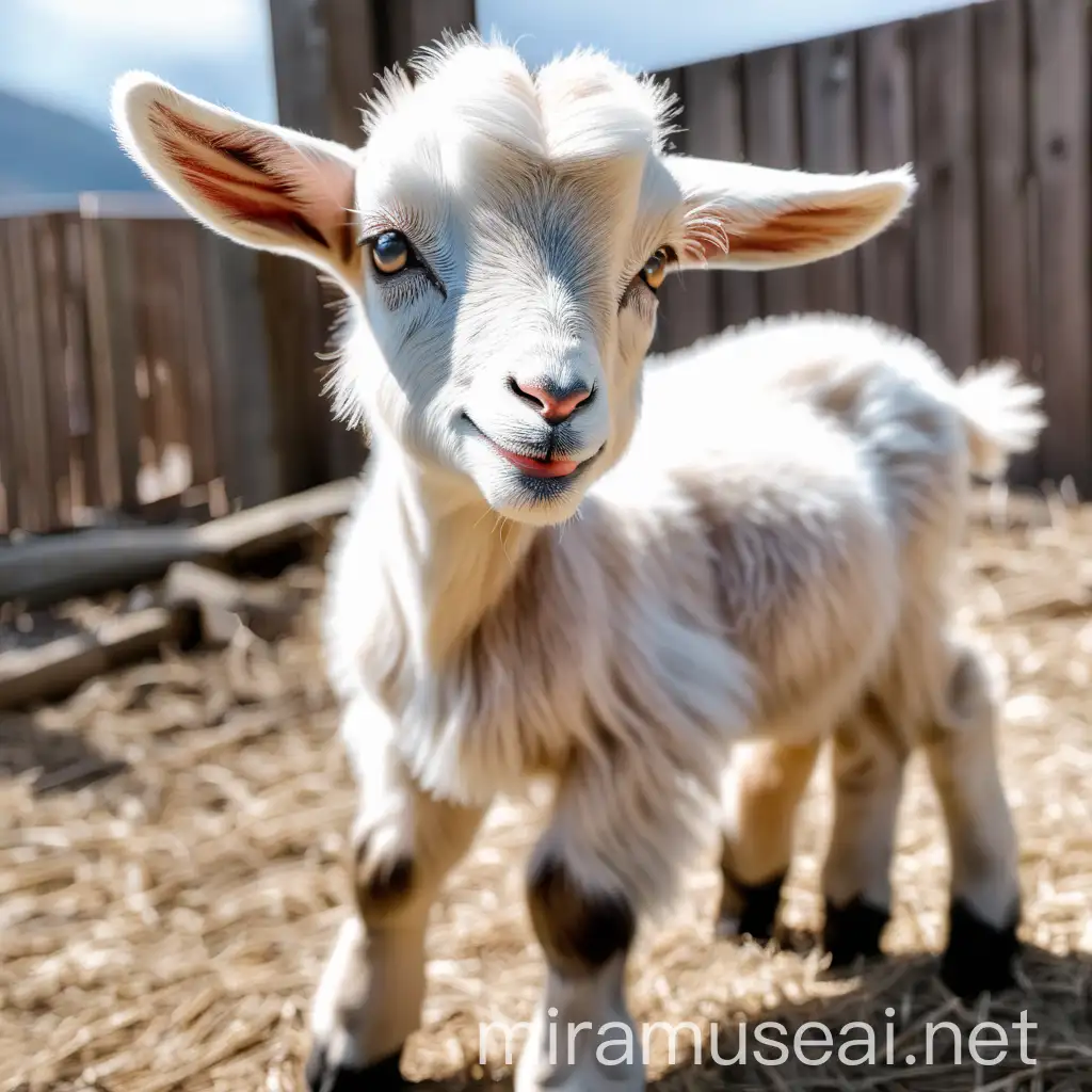 Playful Baby Goat in a Sunny Meadow