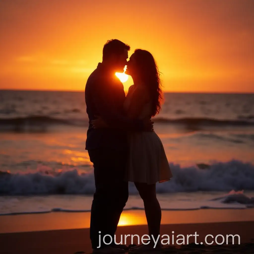 Couple-Embracing-on-a-Beach-at-Sunset