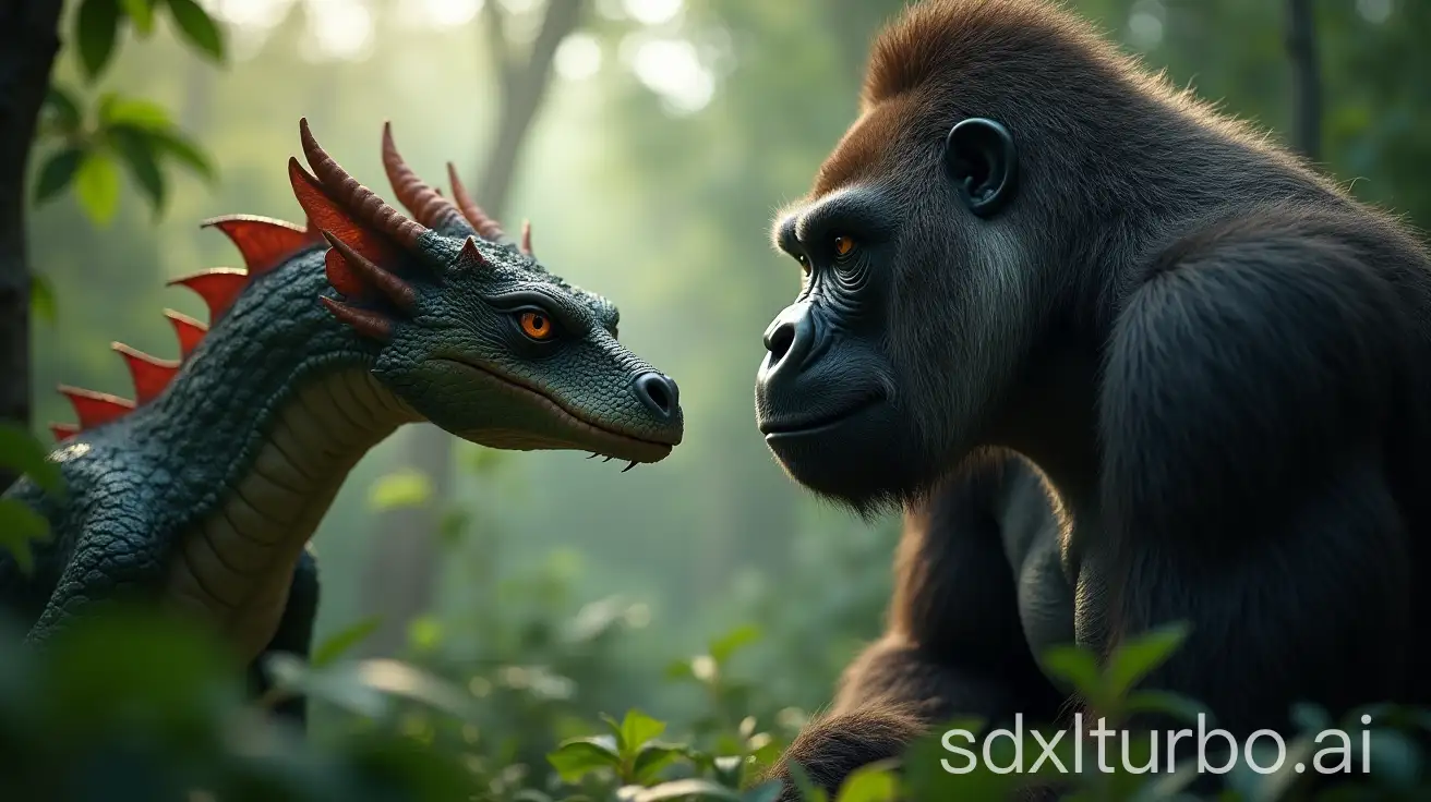 Epic-Showdown-Between-a-Dragon-and-Gorilla-in-Lush-Jungle