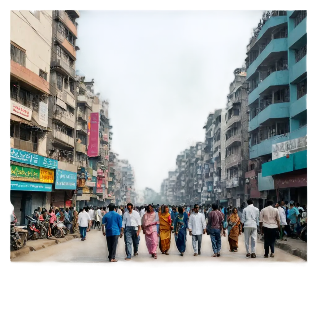 Wide-Shot-of-Bustling-Dhaka-City-Streets-PNG-Image-for-Urban-Life-and-Diversity