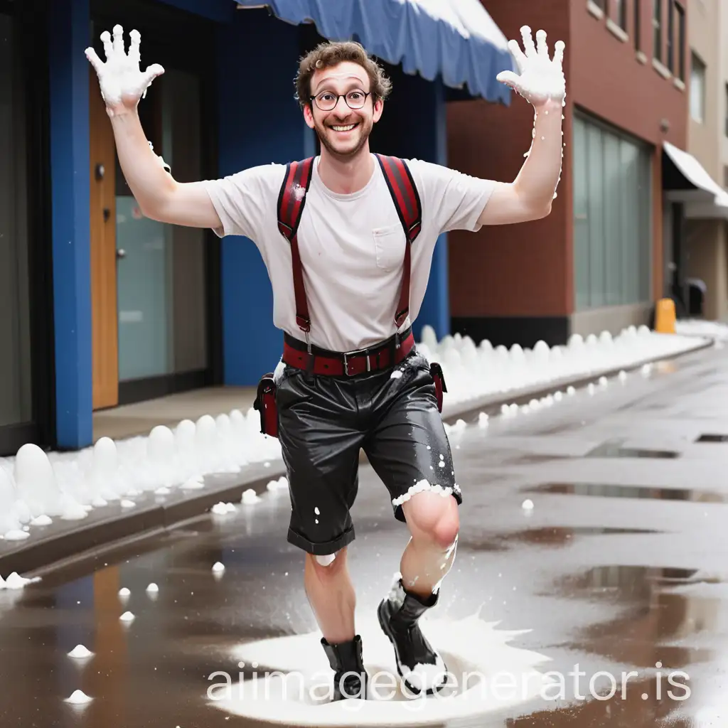 Cheerful-Man-in-Silly-Pose-with-Waist-Belts-and-White-Puddles