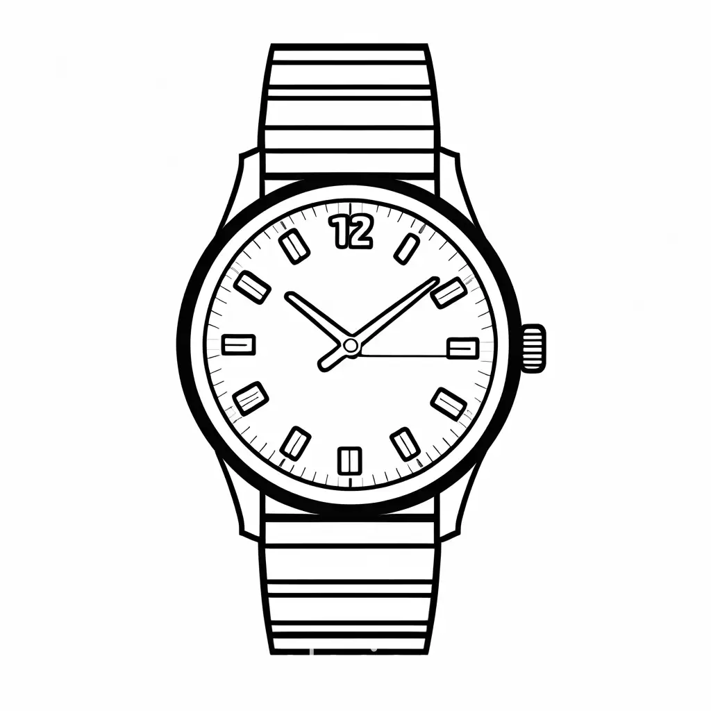 Simple-Watch-Coloring-Page-for-Toddlers-with-Clear-Outlines-and-Ample-White-Space