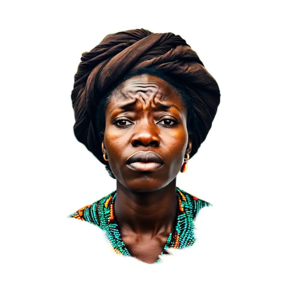 Sad African Woman with Reflective Expression