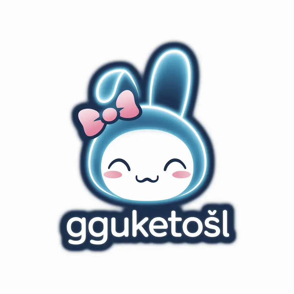 Cute-Glowing-BlueWhite-Miniature-Rabbit-Logo-with-Text