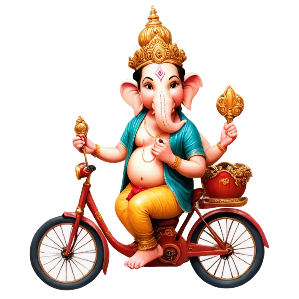 PNG-Image-of-Lord-Ganesh-Riding-Bike-with-Mushik-on-Indian-Streets