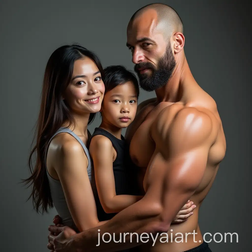 Young-Asian-Couple-Hugging-Muscular-Spanish-Bodybuilder