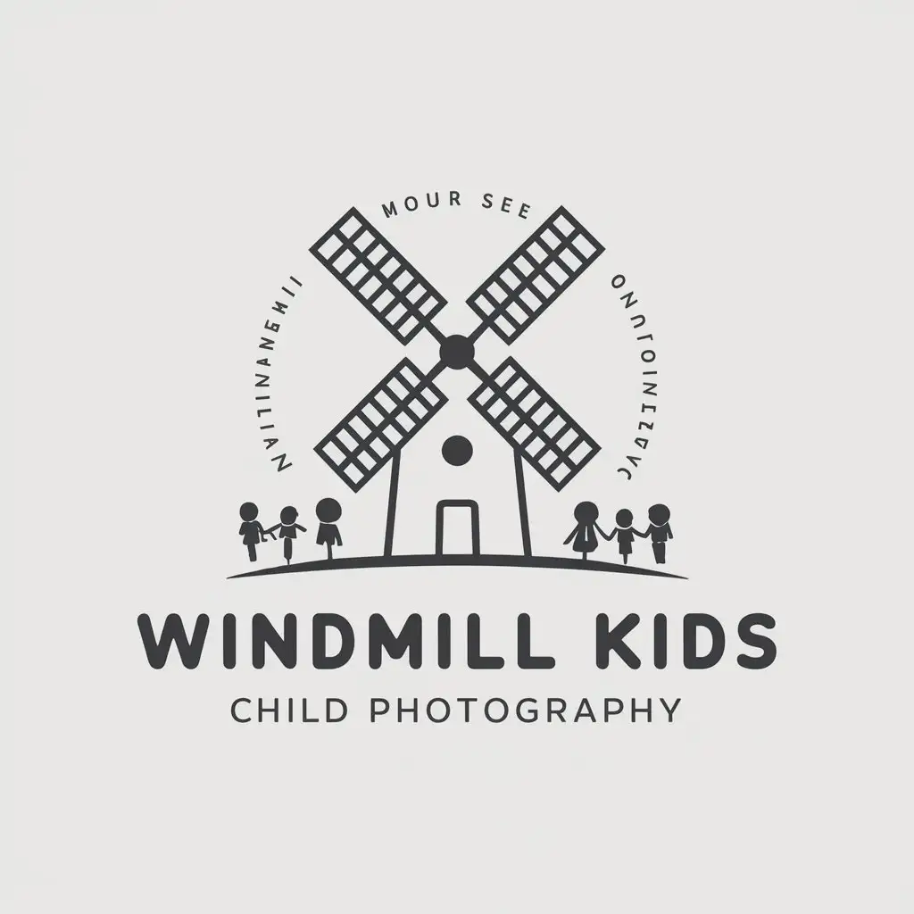 a vector logo design,with the text "windmill KIDS child photography", main symbol:DFC,Moderate,be used in Others industry,clear background