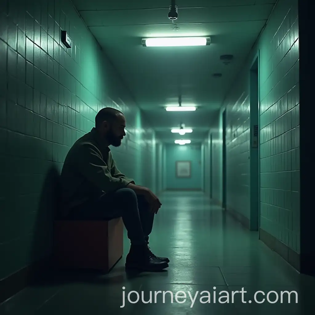 Man-Sitting-in-Hallway-Inspired-by-Squid-Game