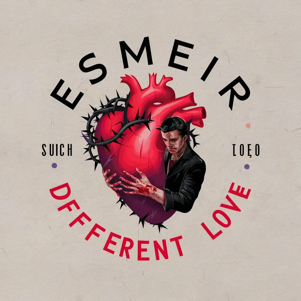 LOGO Design for Esmeir Such Different Love Realistic Heart with Thorns in Red Black and Purple