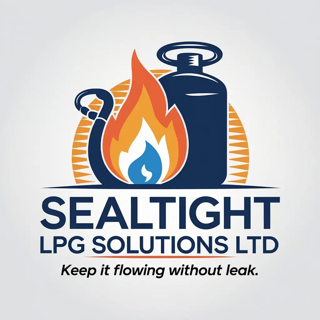 LOGO Design for Sealtight LPG Solutions LTD Flame Gas Cylinder with Slogan Keep it flowing without leak