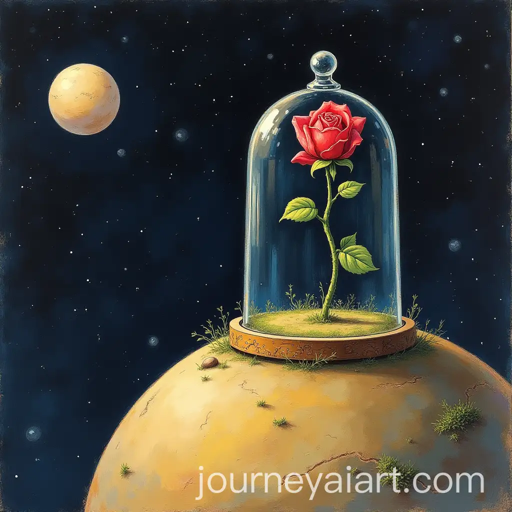 Small-Planet-withAI-Image-Prompt-Expansion-a-Rose-Under-a-Glass-Dome-in-Dark-Space